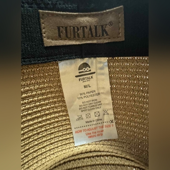 Furtalk NWT Straw Hat Khaki Size M-L - Picture 7 of 8